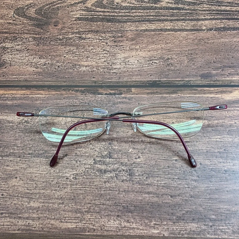 Silhouette 7441 Rimless Eyeglasses Silver Burgundy Titanium Frame Austria